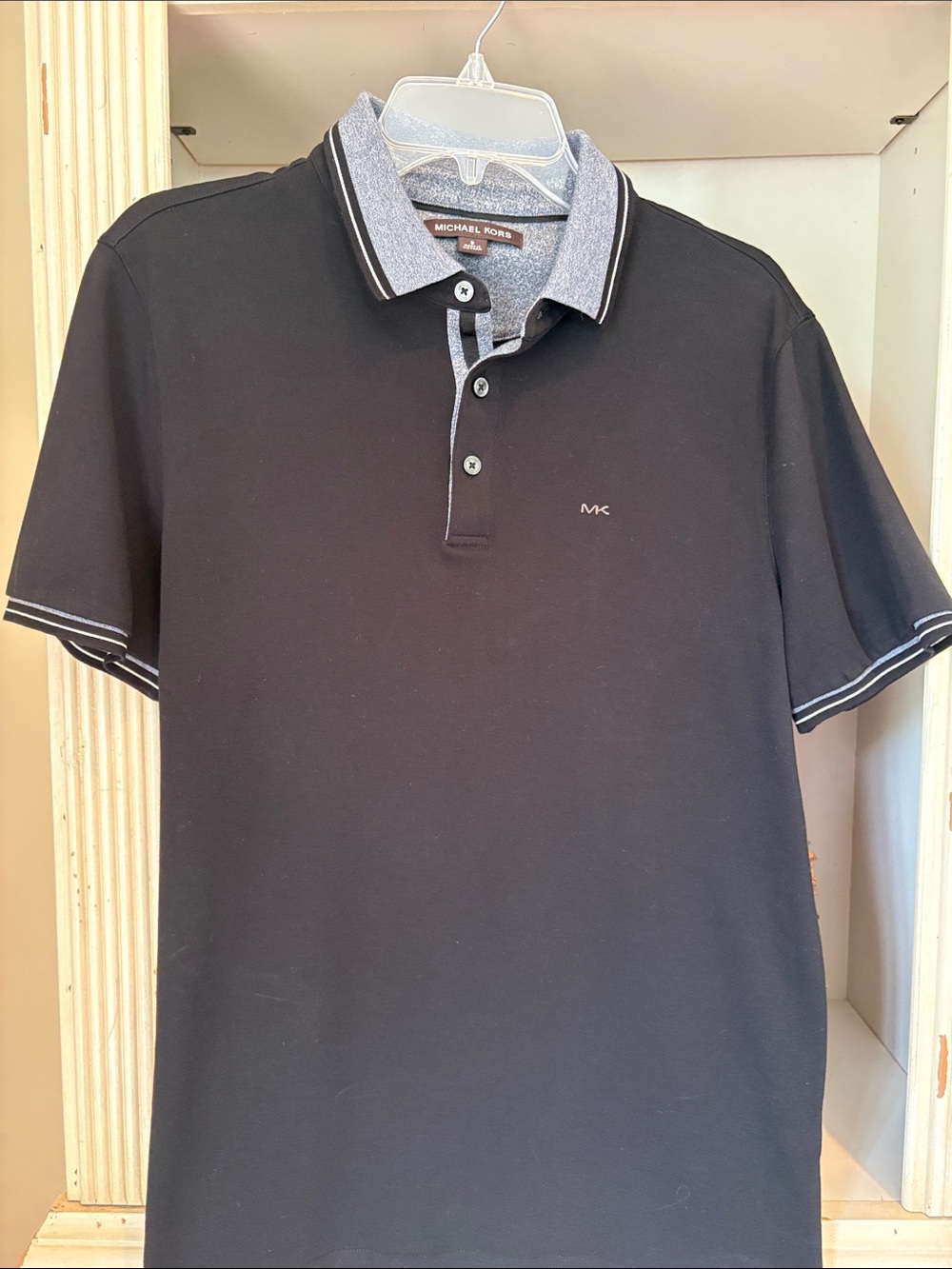 Men’s Michael Kors Black Polo with Contrast Gray Collar